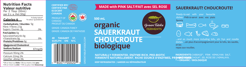 NEW ! Sauerkraut - Organic