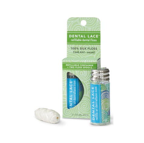 Plastic-Free Dental Floss in Refillable Glass Container